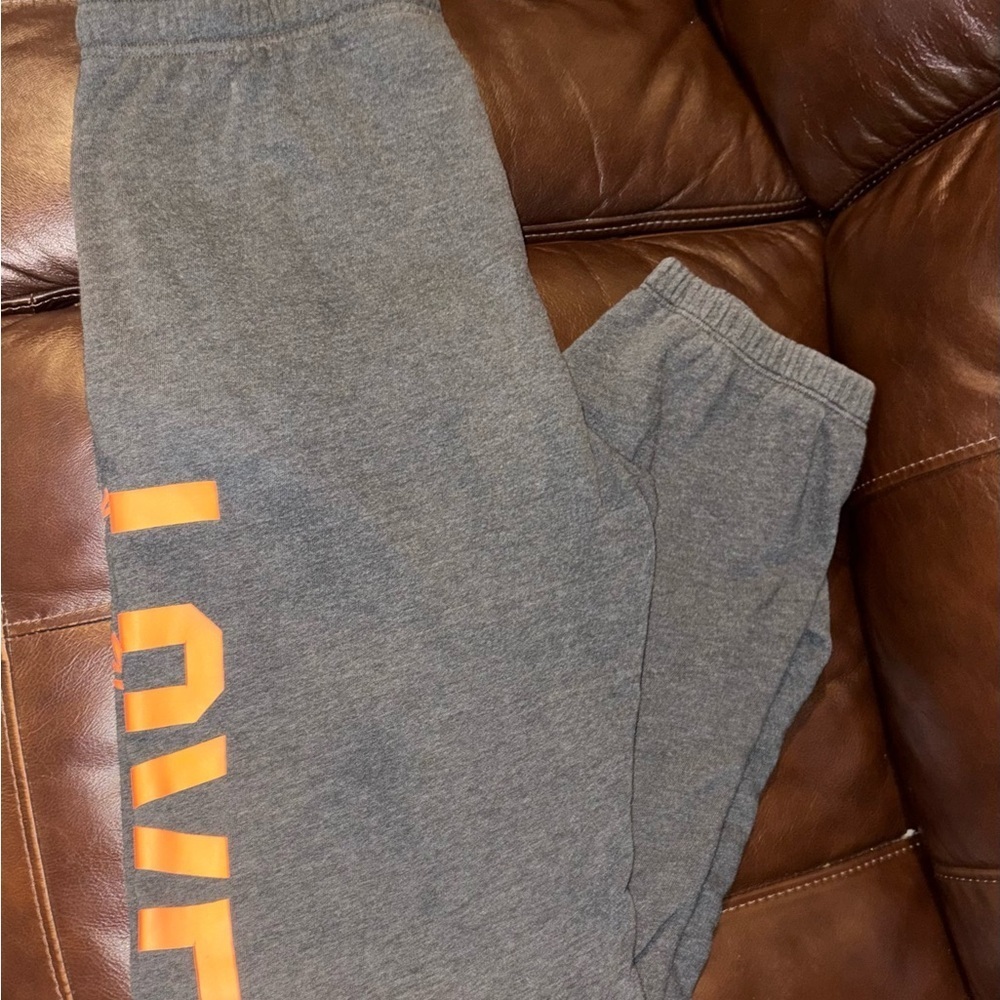 PINK Victoria's Secret Charcoal Gray/Orange Campus Fleece Sweatpants 💖 Size XS - Picture 7 of 12